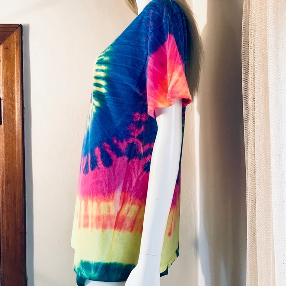 Classic Neon Rainbow Tie Dye T-Shirt - Picture 11 of 17